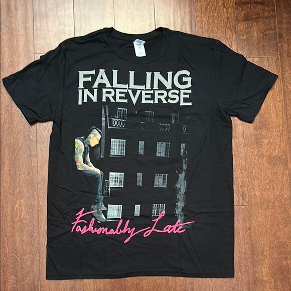 Falling in Reverse Black Graphic T-Shirt, Fashionably Late, Size Large, NWOT - Picture 1 of 8